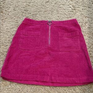 Pink Corduroy Mini Skirt